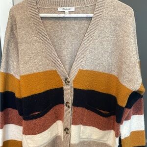 Madewell Tan and Multicolor Striped Cardigan